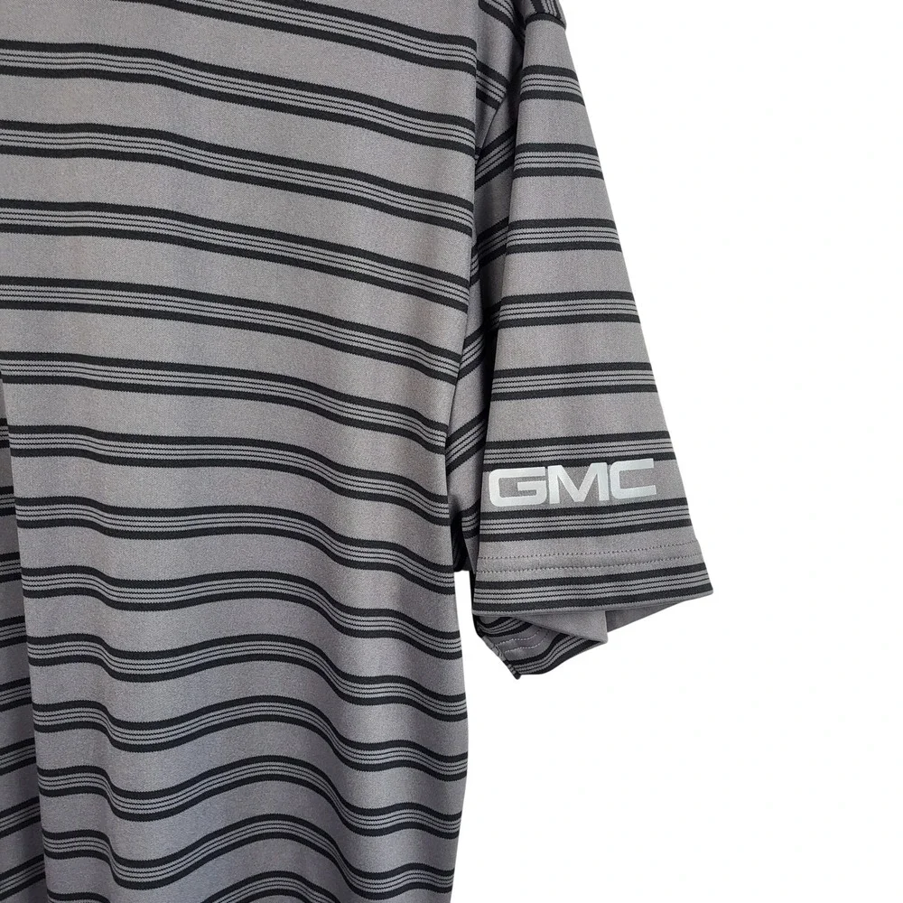Under Armour HeatGear Polo Shirt Mens Large Gray Striped GMC Golf Performance‎